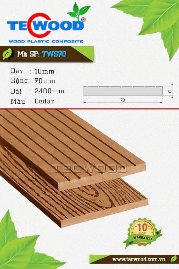 Tấm ốp gỗ nhựa TWS70 - Cedar