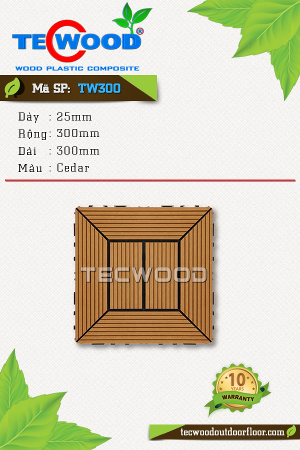 Tấm vỉ gỗ nhựa TecWood TW300-Cedar