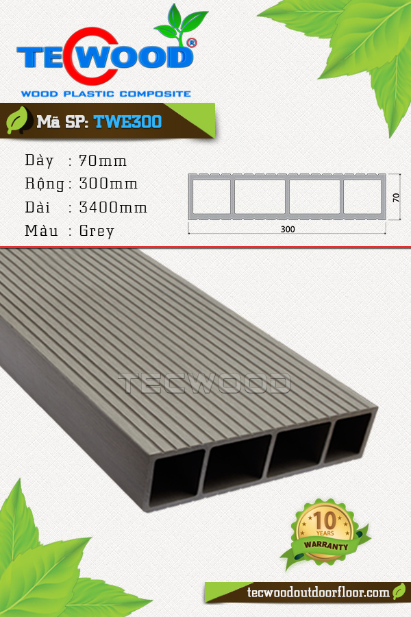 Thanh lam gỗ nhựa TecWood TWE300-Grey