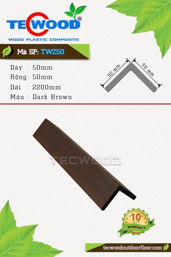 Nẹp chữ V TWZ50 màu Dark Brown 