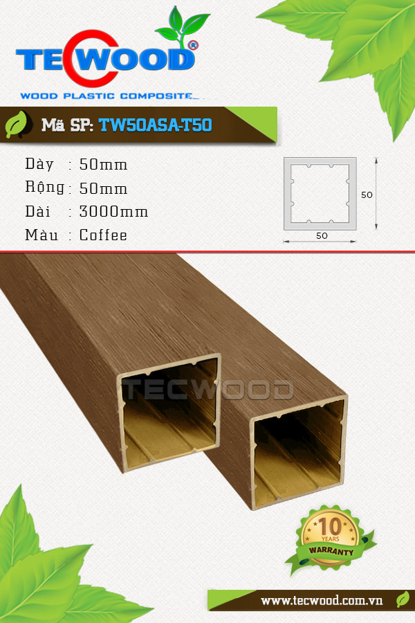 Trụ cột gỗ nhựa TecWood TW50ASA-T50 màu Coffee
