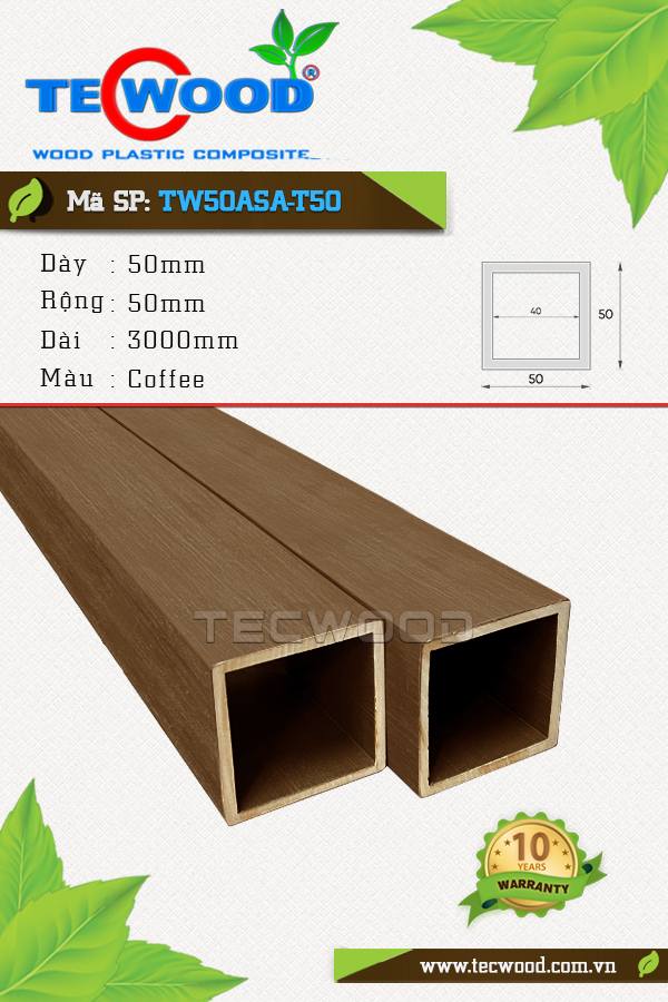Trụ cột gỗ nhựa TecWood TW50ASA-T50 màu Coffee