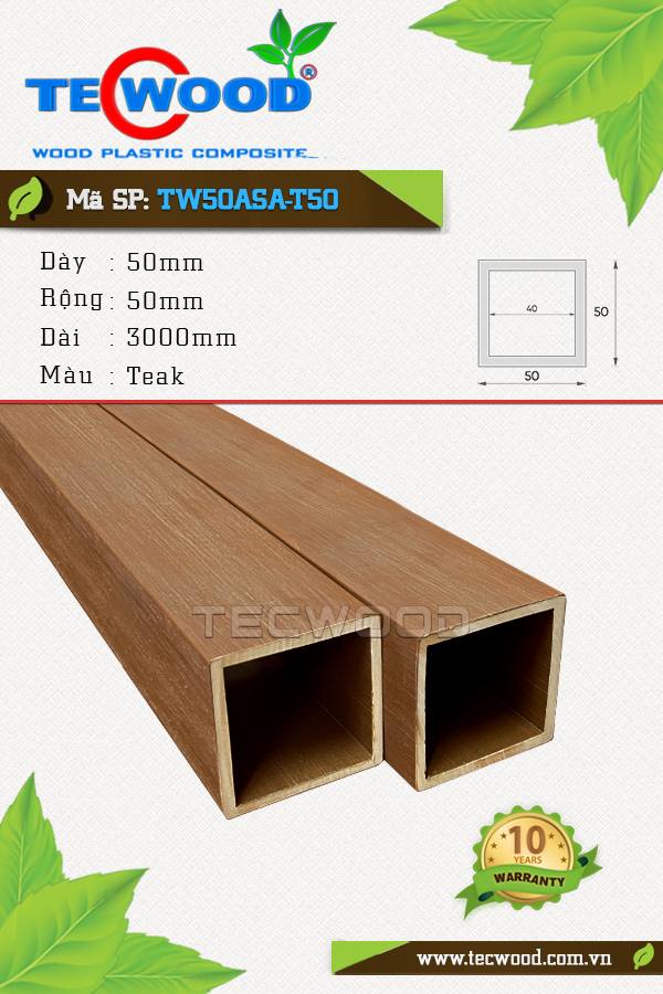 Trụ cột gỗ nhựa TecWood TW50ASA-T50 màu Teak