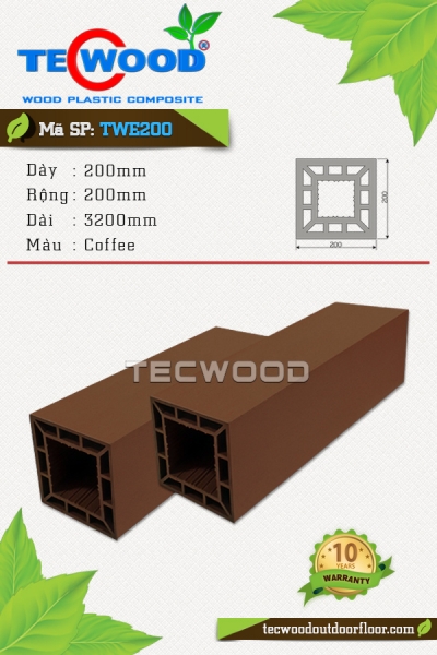 Trụ cột gỗ nhựa TecWood TWE200-Coffee